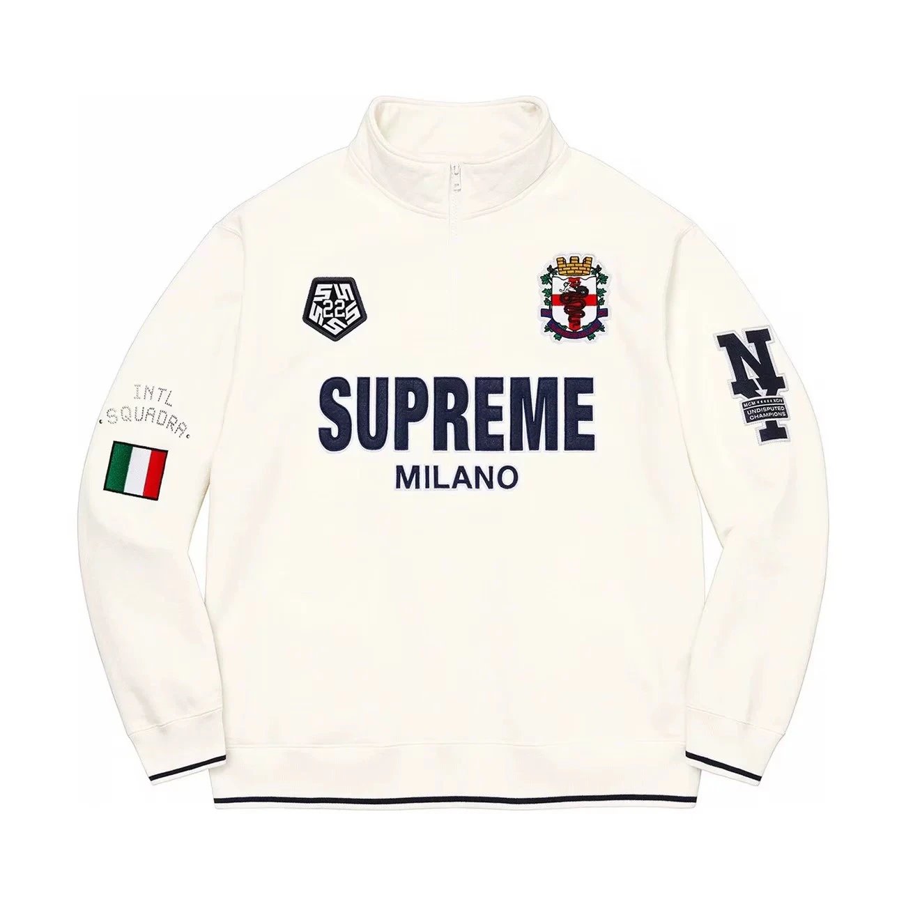 Supreme Hoodie Top Version22FW Milan Half Zipped Stand Collar Sweater for Men and Women