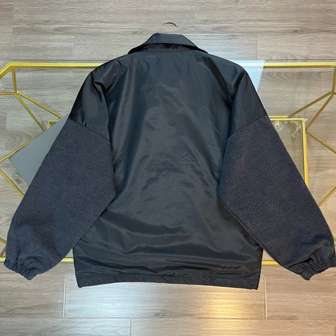 Balenciaga Jackets Runway Style Color-Block Denim Nylon Jacket Casual Loose Fit Versatile Zipper Coat Os Unisex Style24ss Autumn and Winter New Products