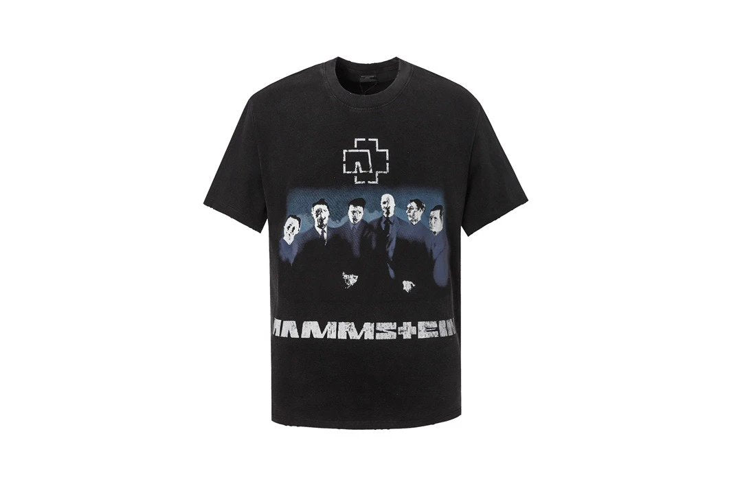 Balenciaga T-shirt German Panzer Series Limited Edition Letter Embroidery Crew Neck Short Sleeve Pure Cotton T T-shirt ins Unisex Basic Shirt Simple Summer New Casual T-Shirt