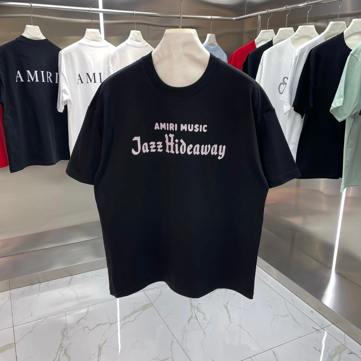 Amiri T-shirt Chest Letter Print logo round Neck Short Sleeve25ss New Pure Cotton Unisex Style T Casual T-Shirt Base Layer Shirt OS Loose Fit Half Sleeve Top Plus Size