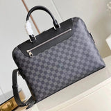Louis Vuitton LV briefcase Top version 【Genuine Goods Leather】Porte-DocumentsJour Briefcase Men's Handbag Computer Bag Office Worker Business Briefcase M54019Presbyopic N48260Black Plaid