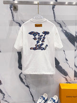 Louis Vuitton LV T-shirt Cowhide Patch Embroidery Cloud Letters LOGO Logo Crew Neck Short Sleeve25ss New Pure Cotton Unisex Style T T-shirt OS Loose Fit Base Shirt Casual Short Sleeve Top T-Shirt