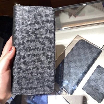 Louis Vuitton LV Bag Classic Black Flower Men's Long Fold Wallet Wallet Female Short Card Holder Hand Holding