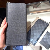 Louis Vuitton LV Bag Classic Black Flower Men's Long Fold Wallet Wallet Female Short Card Holder Hand Holding