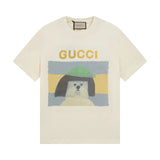 Gucci T-shirt Front Dog Hoodie Print logo round Neck Short Sleeve25ss New Pure Cotton Unisex Style T T-shirt OS Loose Fit Base Shirt Half Sleeve T-Shirt Top Half Sleeve