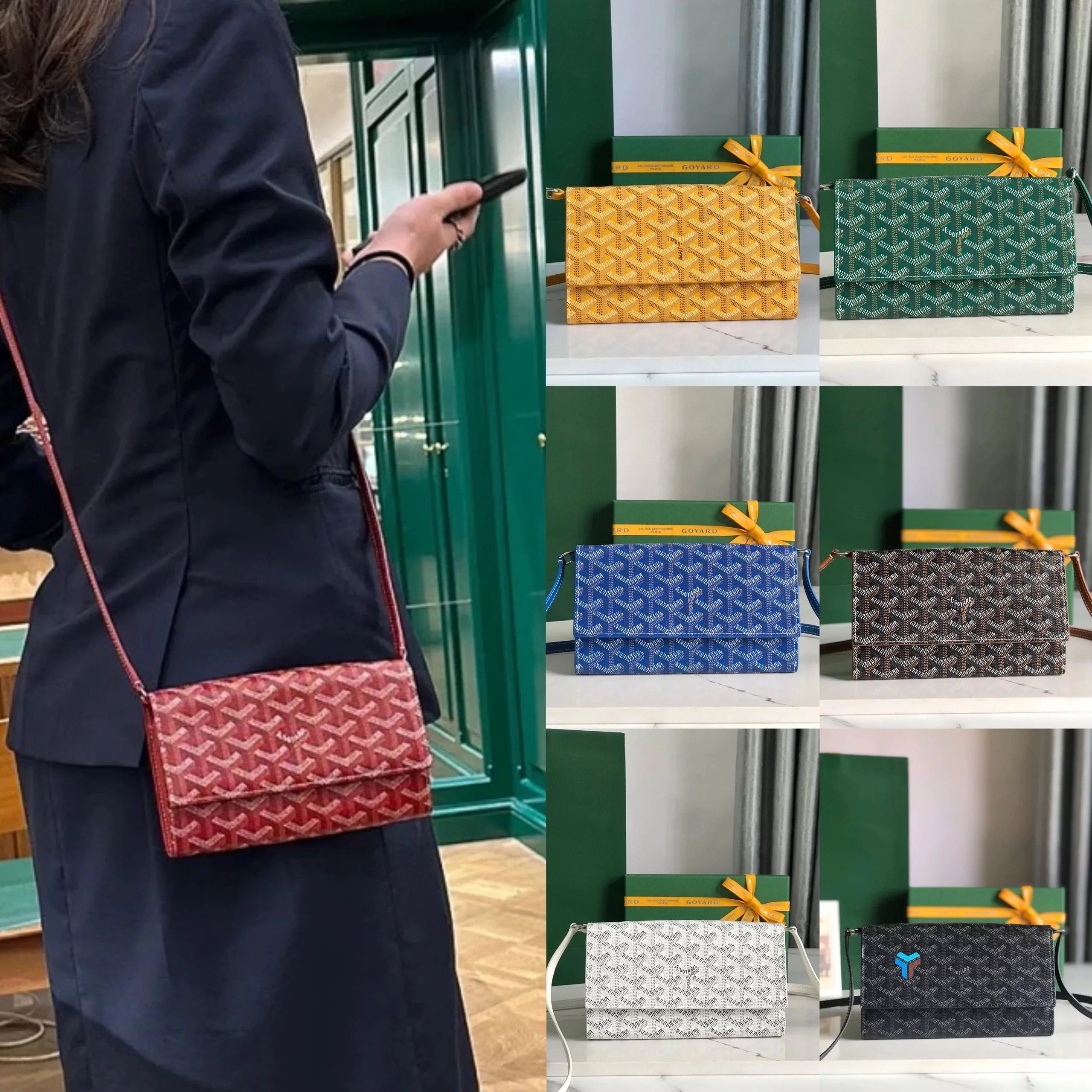 Goyard Bag Top version 【Super Original Leather】G Gojia New Product Varenne Wallet WOC Envelope Package Clutch Wallet Crossbody Bag Underarm Bag Card Holder Wallet