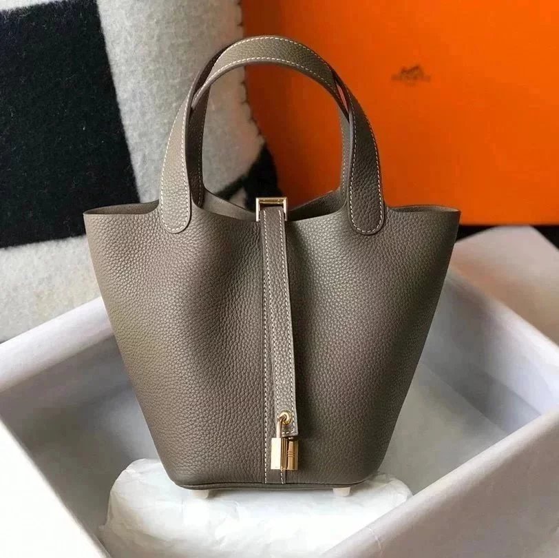 Hermes women's bag Top version Women's Bag21New Handmade picotin Bucket Bag1822Vegetable Basket Bucket Bag Handbag
