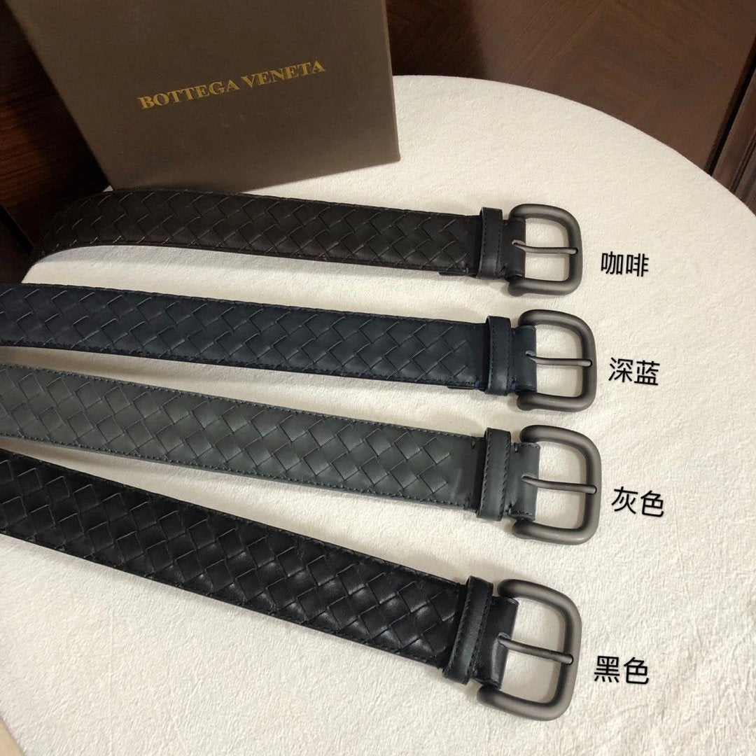 Bottega Veneta Belt 【First Layer Cowhide】Counter Version Free Packaging New Belt Men's First Layer Cowhide Hand-Woven Calfskin Belt Fashion All-Matching3.8cm Pant Belt Men and Women Business Casual Belt Belt Men's Leather Belt Bottega Belt