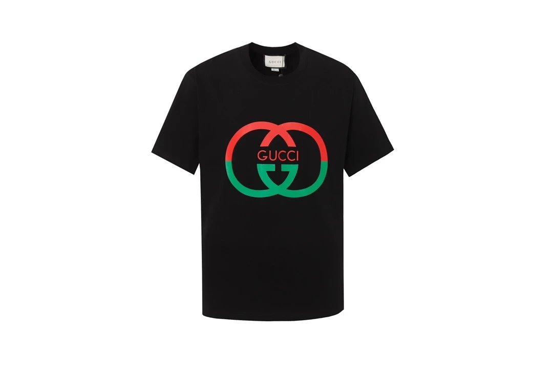 Gucci T-shirt 25ss Double G Logo Crew Neck Short Sleeve Pure Cotton T Unisex T-Shirt OS Loose Fit Base Shirt Summer New Casual Simple T-Shirt