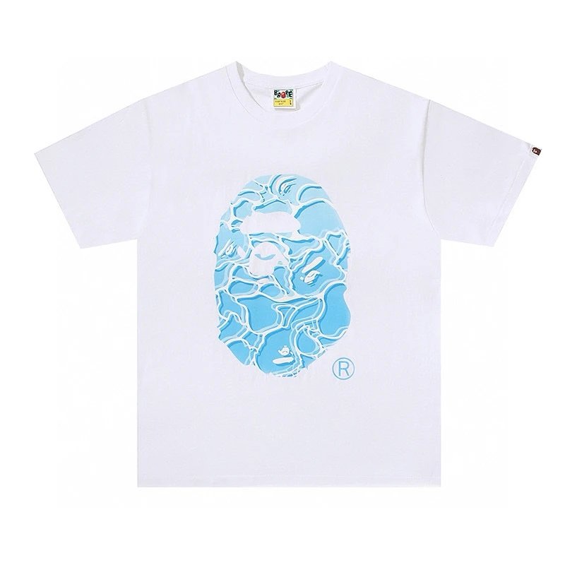 Bape T-shirt Top Version Fashion Brand Small Icon Embroidered Men's and Women's Short Sleeve T T-shirt Couple Cotton Printed round Neck Half Sleeve