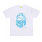 Bape T-shirt Top Version Fashion Brand Small Icon Embroidered Men's and Women's Short Sleeve T T-shirt Couple Cotton Printed round Neck Half Sleeve