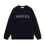 Gucci Sweater Fuzzy Letters logo Wool Sweater Casual Loose round Neck Pullover Sweater os Men's and Women's Inner Sweater24ss Autumn and Winter New Products