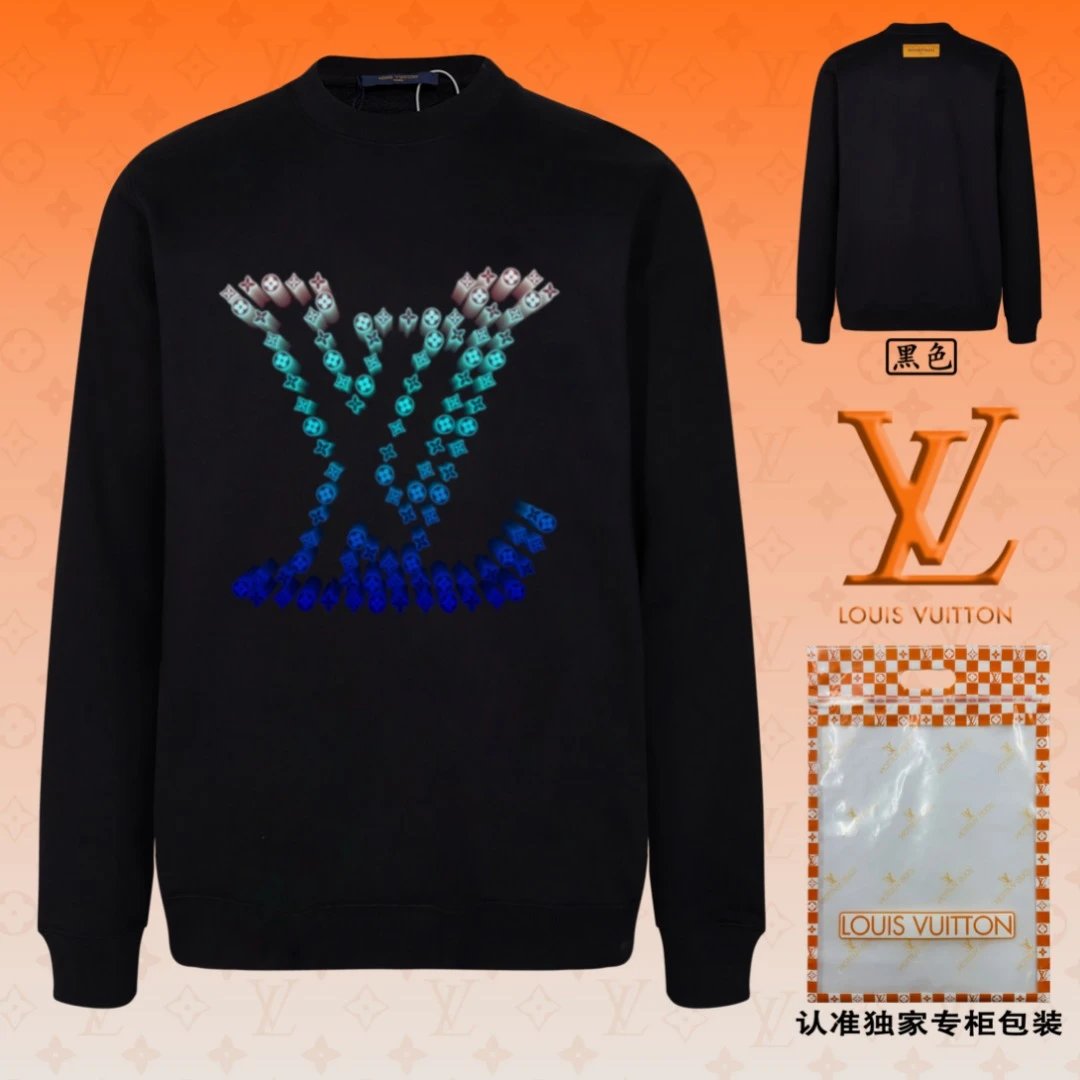 Louis Vuitton LV Hoodie Large chest logo Printed Crew Neck Sweatshirt Long Sleeve Base Shirt Jacket Top Fashion Unisex Sports Casual OS Loose Fit Versatile New Autumn Winter Collection