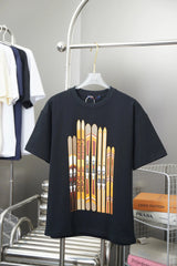 Louis Vuitton LV T-shirt Gold Foil and Gold Powder Embroidery logo Round Neck Short Sleeve Pure Cotton Unisex T T-shirt OS Loose Fit Base Shirt Summer New Casual Simple T-Shirt