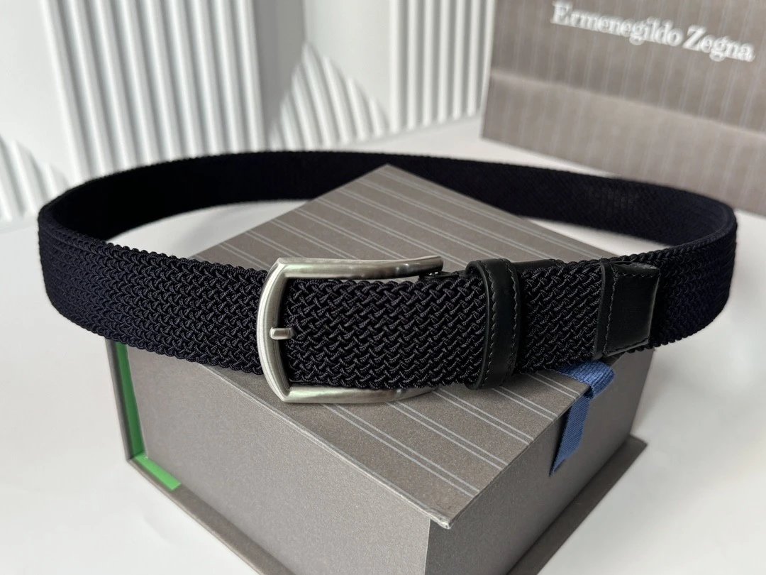 Zegna Belt Top version Original Imported Calf Leather Belt Business Men's Pant Belt Woven Leather Belt Double-Sided Dual-Use Men's Needle Belt Suitable for Men's Business Double-Sided Cowhide Classic Belt Gift Box Packaging Ferragamo Montblanc Cool