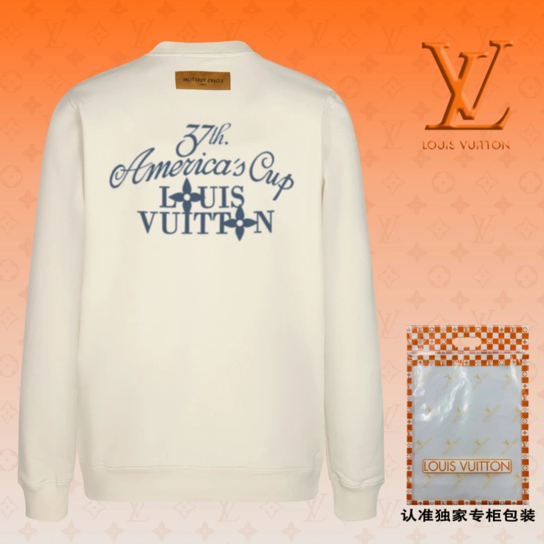 Louis Vuitton LV Hoodie Large logo English Letter Crew Neck Sweatshirt Long Sleeve Base Shirt Outerwear Trendy Unisex Sports Casual OS Loose Fit Versatile New Autumn Winter Collection