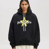 Palm Angels Hoodie Top Version Men's and Women's Same Black Cotton LOGO Printed Heavy Sweater