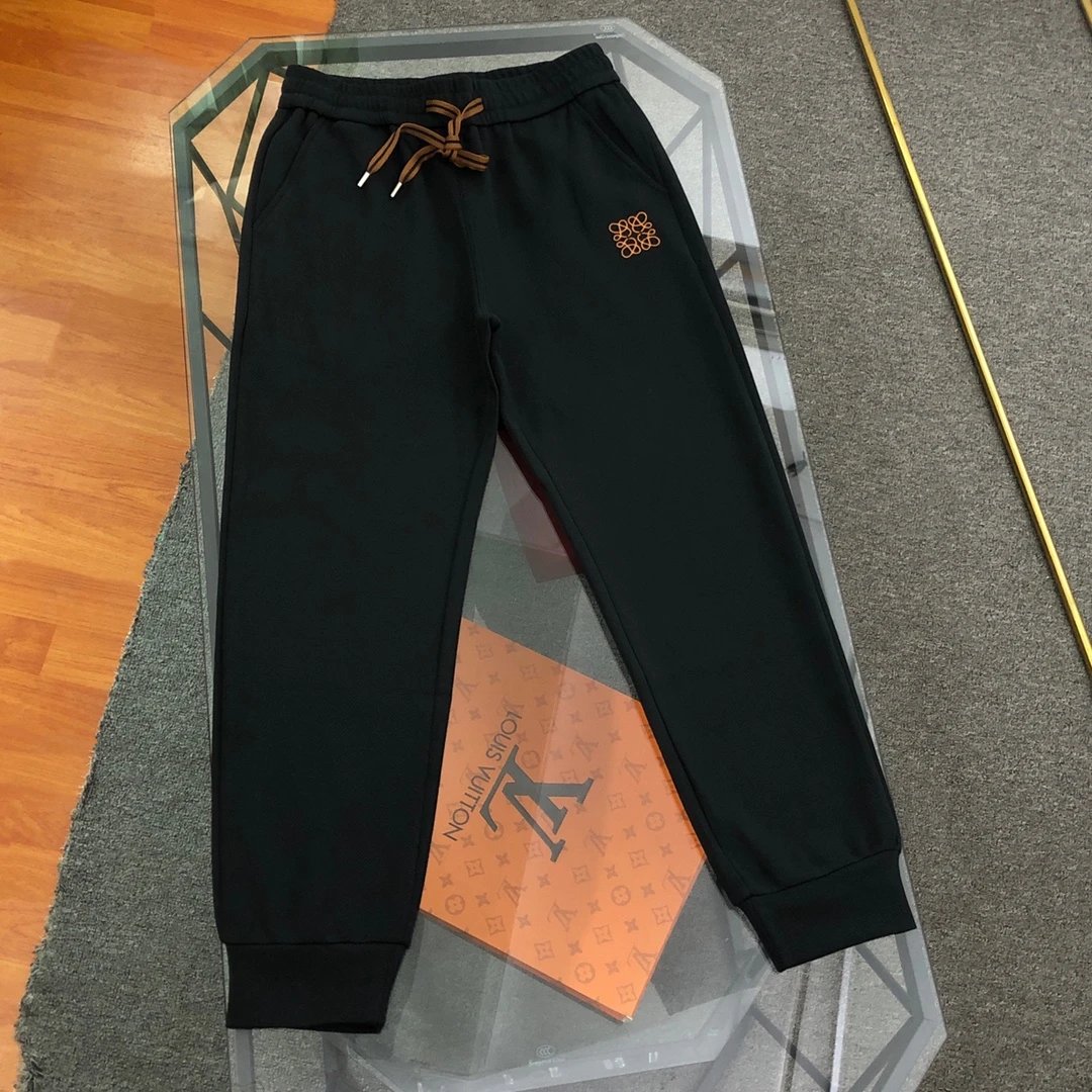 LOEWE Sweatpants 2024ss New LOGO Embroidered Casual Unisex Long Pants Drawstring Sweatpants Joggers Autumn Winter Loose Plus Size Casual Pants High Waist Color Block