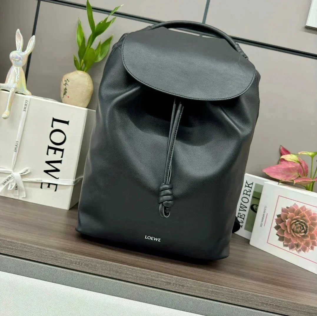LOEWE Backpack Top version 【Matching Original Leather】24New Backpack Glossy Soft Cow Leather Flamenco Backpack Men's New Backpack Genuine Leather Backpack Casual Backpack New Men's Bag New Women's Bag Backpack Shoulder Bag Sports Bag Luggage Bag