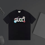 Gucci T-shirt Floral Letter Print on the Chest logo round Neck Short Sleeve25ss New Pure Cotton Unisex Style T T-shirt OS Loose Fit Base Shirt Half Sleeve T-Shirt Top Half Sleeve