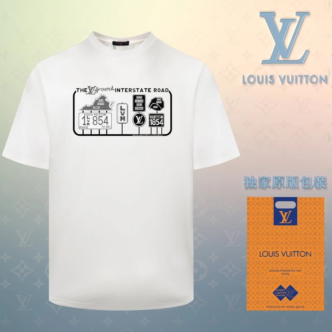 Louis Vuitton LV T-shirt 1854Series3D Cartoon unique LOGO Printed round Neck Short Sleeve25ss New Pure Cotton Unisex Style T T-shirt OS Loose Fit Base Shirt Short Sleeve Top T-Shirt