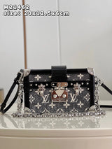 Louis Vuitton LV Women's Bag Top version 2022New Ladies PetiteMalle White Full Leather Embroidery logo Hard Box Bag M20847Men's and women's bags M21462d Denim Black Blue Denim45554Retro patterns M57817