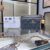 Chanel Women's Bag Top version 【Original Leather】Ohanel Grandma's House22B New Sheepskin Golden Balls Box Bag with Mirror Bottom Double C Long Box Cosmetic Bag mini Small Box Bag Storage Bag Mobile Phone Bag Mini Metal Beads Box Bag Handmade Workshop Seri