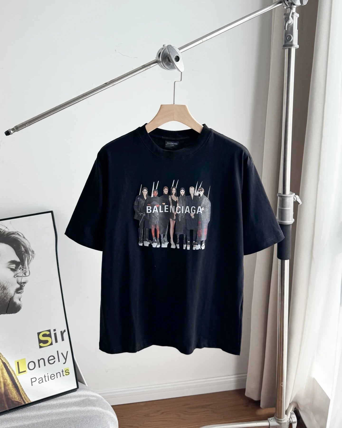 Balenciaga T-shirt Chest Character Letter Pattern Print logo round Neck Short Sleeve25ss New Pure Cotton Unisex Style T T-shirt OS Loose Fit Base Shirt Half Sleeve T-Shirt Top Half Sleeve