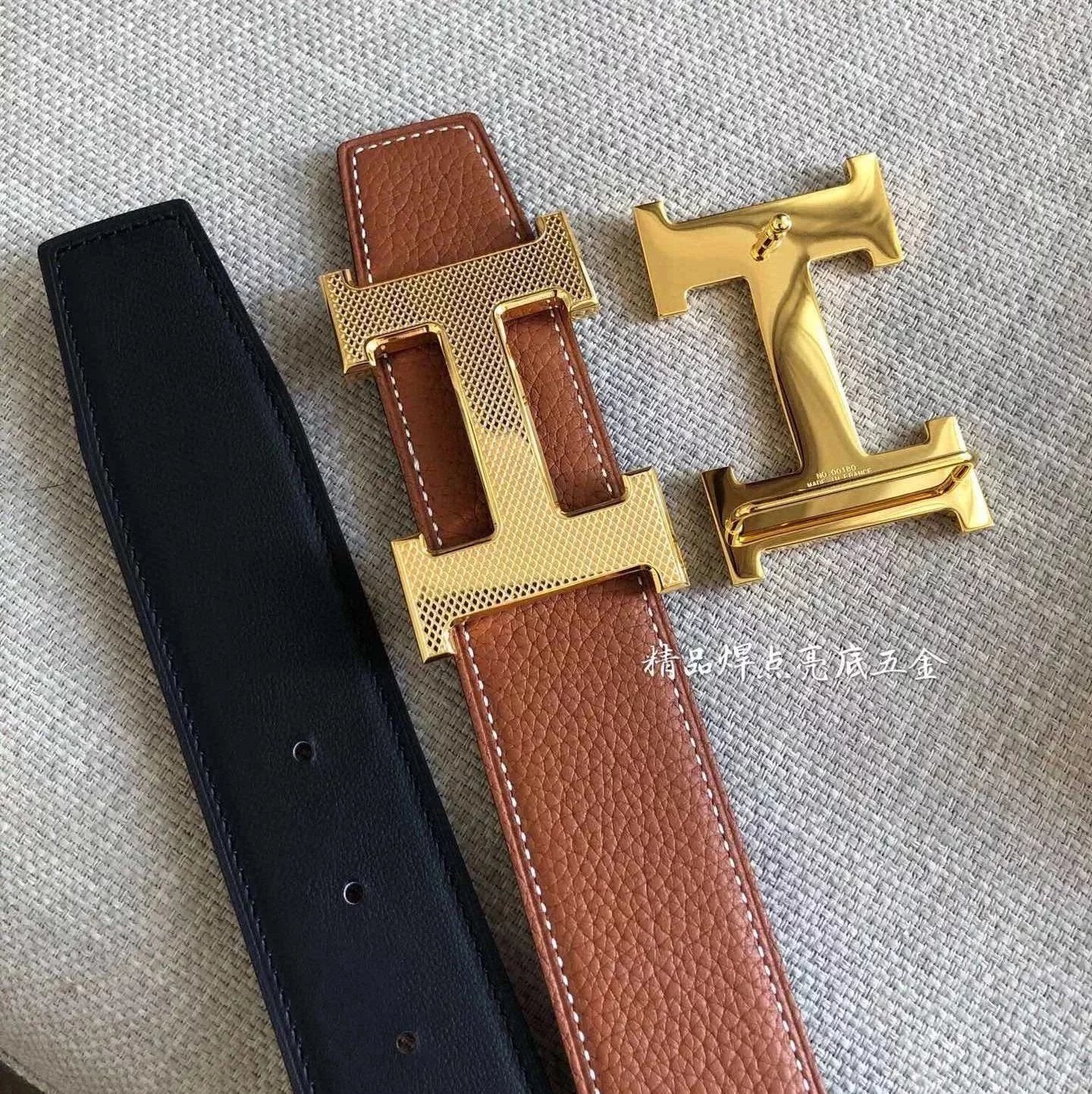 Hermes Belt Top version Men's Belt Width3.8cm Mesh H Steel Buckle Selected Double-Sided Calf Leather Double-Sided Available H Home Belt