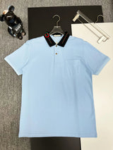 Gucci T-shirt Two-tone Spiral Line Embroidery on the Collar logoPOLO Short Sleeve Turn-down Collar Shirt Unisex Summer Loose Fit T Business Commuter Short Sleeve Shirt Plus Size