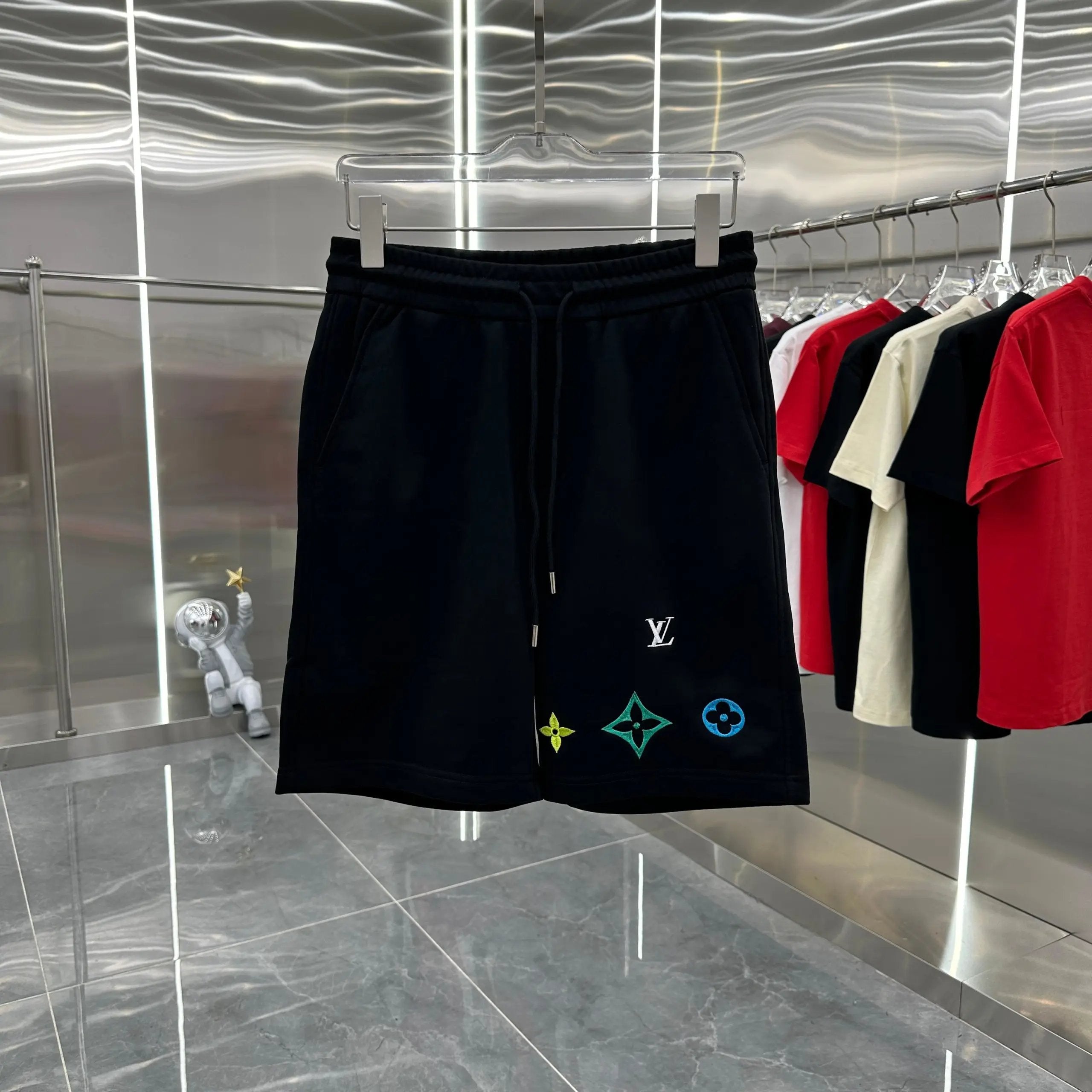 Louis Vuitton LV Shorts Letters logo Embroidered Shorts Knee-Length Shorts25ss New Drawstring Casual Summer Pants5Two-in-One Casual Sweatpants for Men and Women, Pure Cotton Joggers