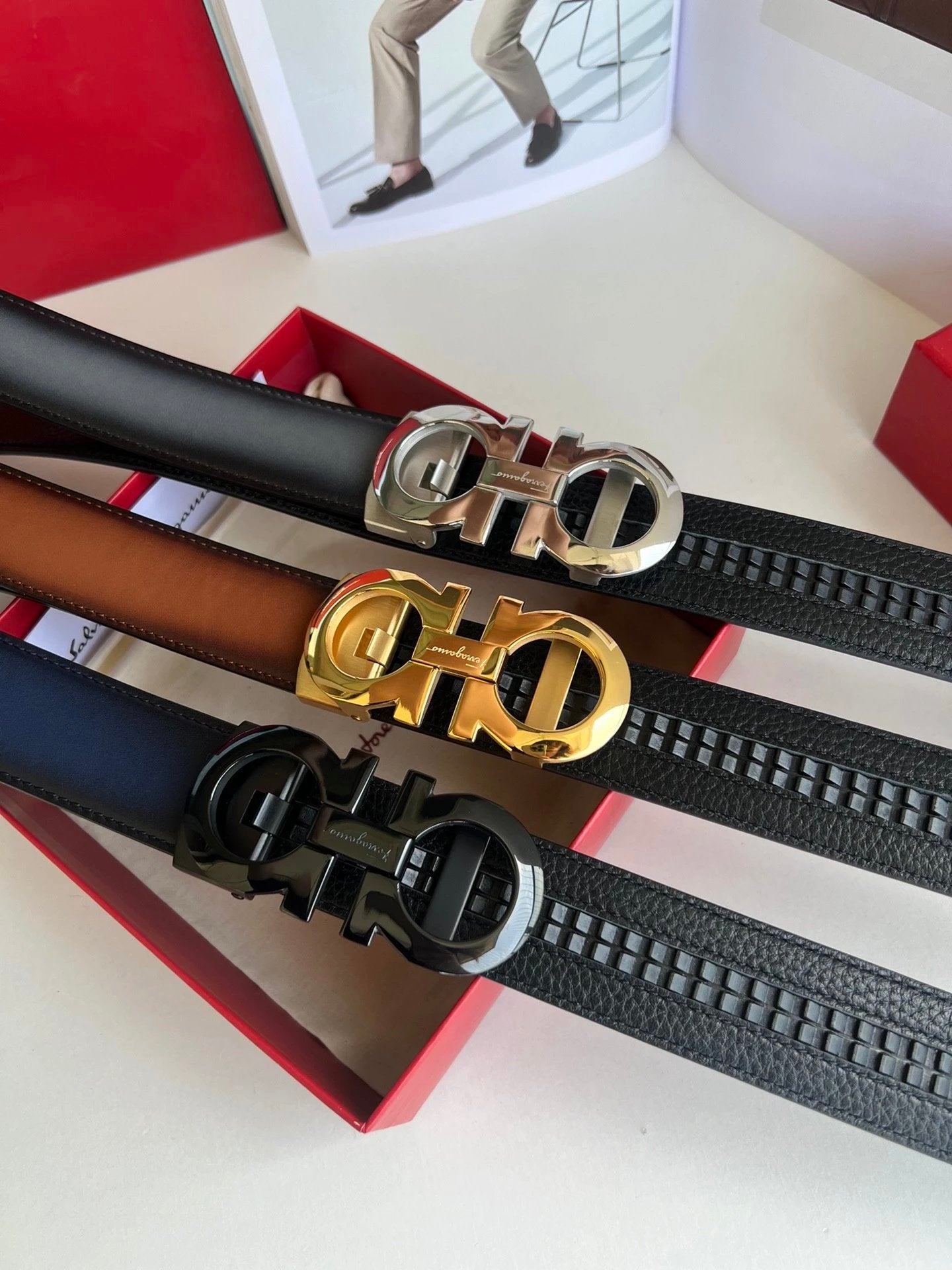 Ferragamo Belt Top version 【Full Package】Belt Width for Men and Women3.5cm with Chip nfc Anti-Counterfeiting Quality Automatic Buckle Counter Full Set Packaging Italian Double-Sided Cowhide Matching Boutique Brass Buckle Length Can Be Cut by Yourself Coun