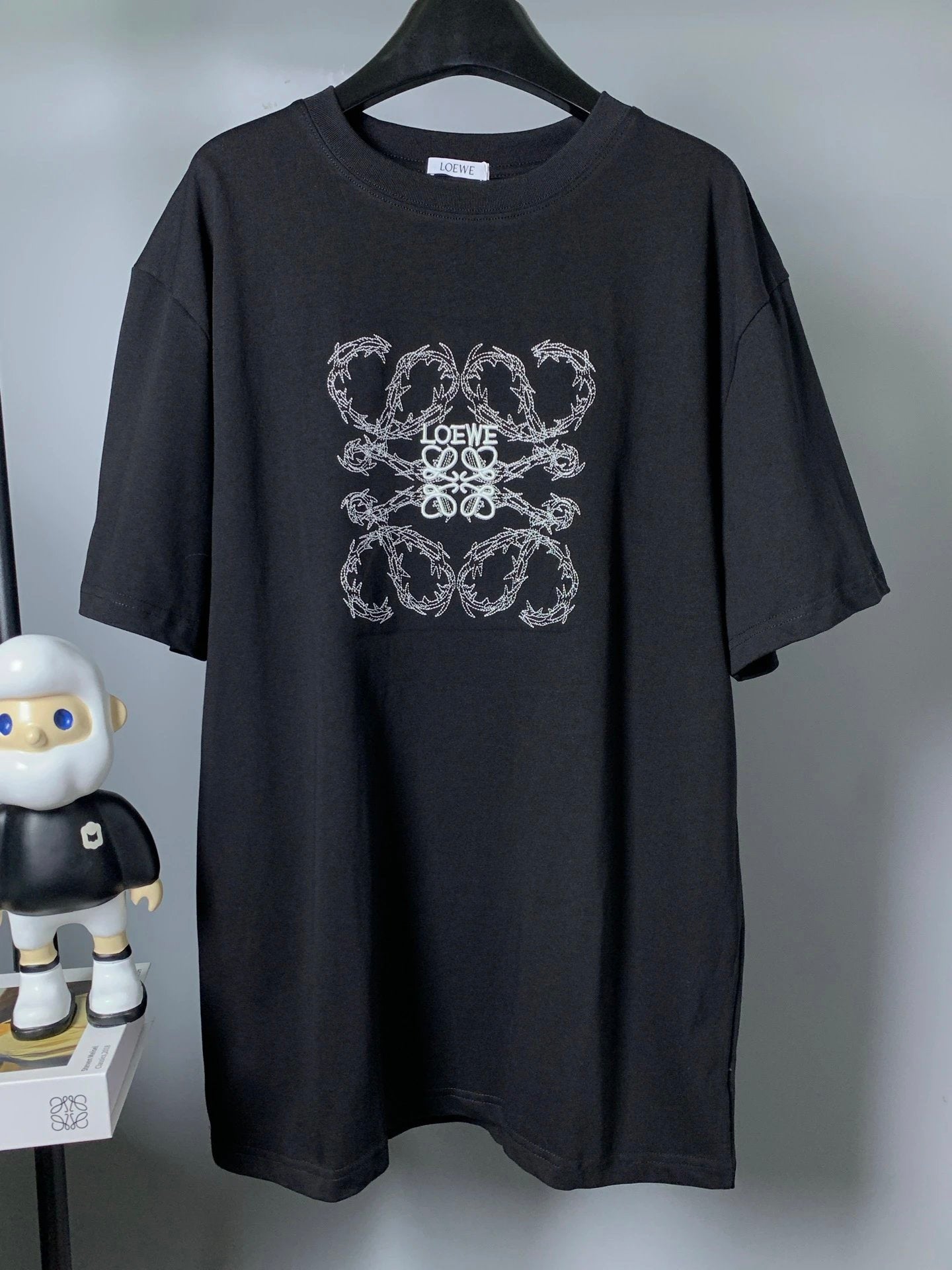 LOEWE T-shirt Chest Gradient Embroidery logo round Neck Short Sleeve25ss New Pure Cotton Unisex Style T T-shirt OS Loose Fit Base Shirt Top Half Sleeve T-Shirt