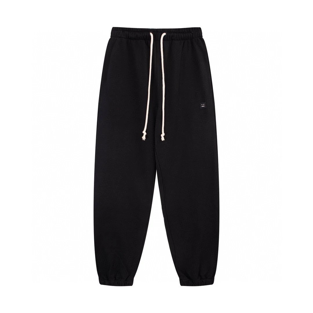 Acne Studios Sweatpants Top Version Square Smiley Face Logo Casual Jogger Pants Trousers Drawstring Straight-Leg Pants Sweatpants Men