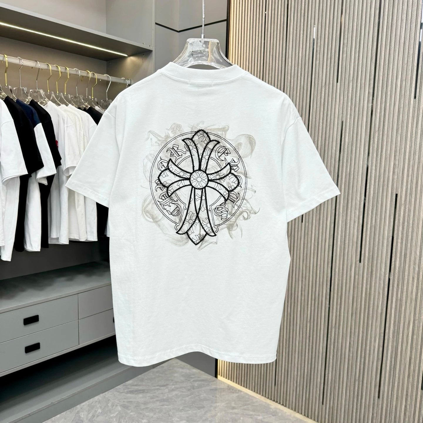 Chrome Hearts T-shirt Back Embroidery logo round Neck Short Sleeve25ss New pure cotton T Unisex T-Shirt OS Loose Fit Base Shirt Top Half Sleeve T-Shirt