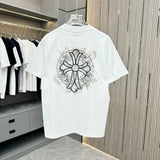 Chrome Hearts T-shirt Back Embroidery logo round Neck Short Sleeve25ss New pure cotton T Unisex T-Shirt OS Loose Fit Base Shirt Top Half Sleeve T-Shirt