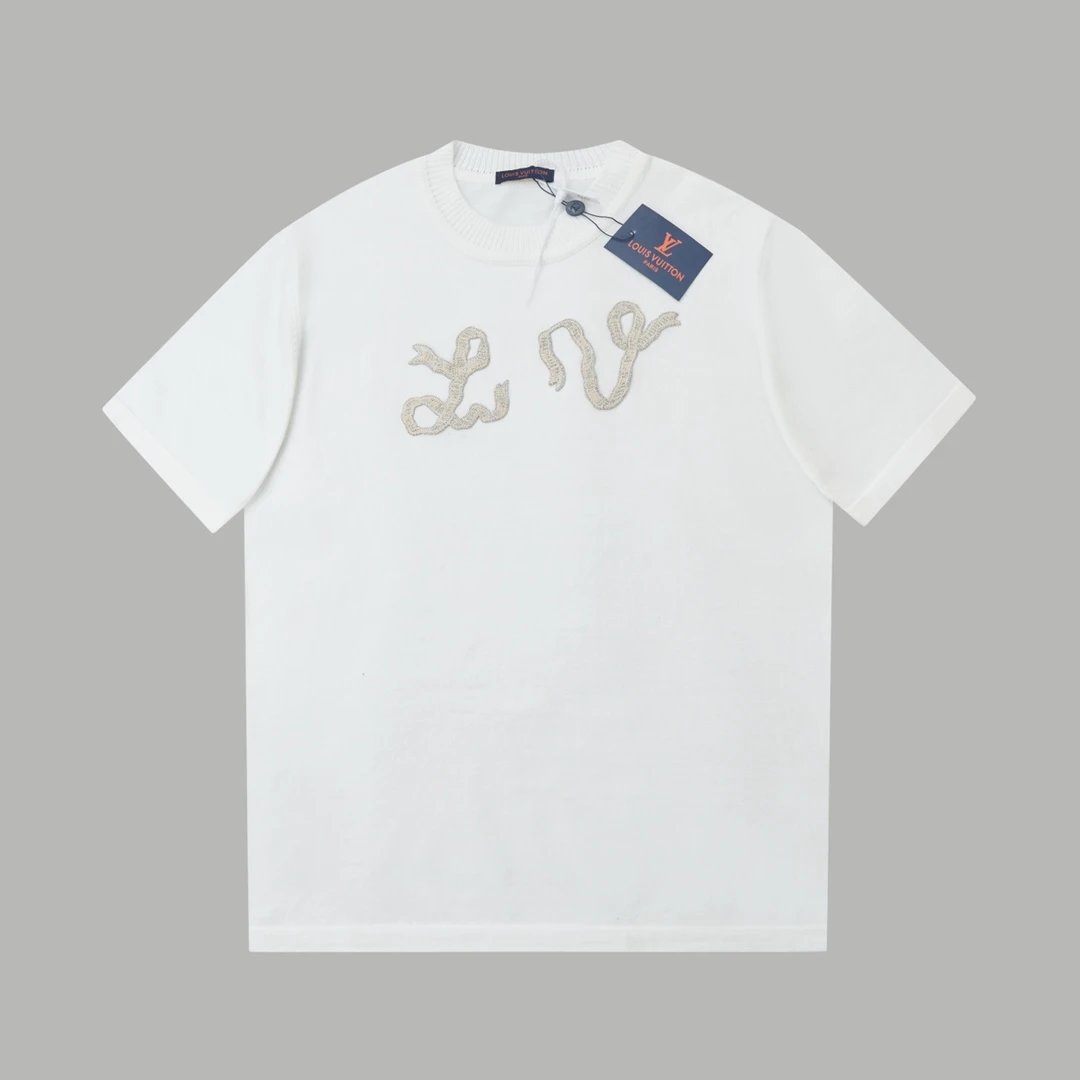 Louis Vuitton LV T-shirt Chest Badge Embroidery logo round Neck Short Sleeve25ss New pure cotton T Unisex T-Shirt OS Loose Fit Base Shirt Top Half Sleeve T-Shirt