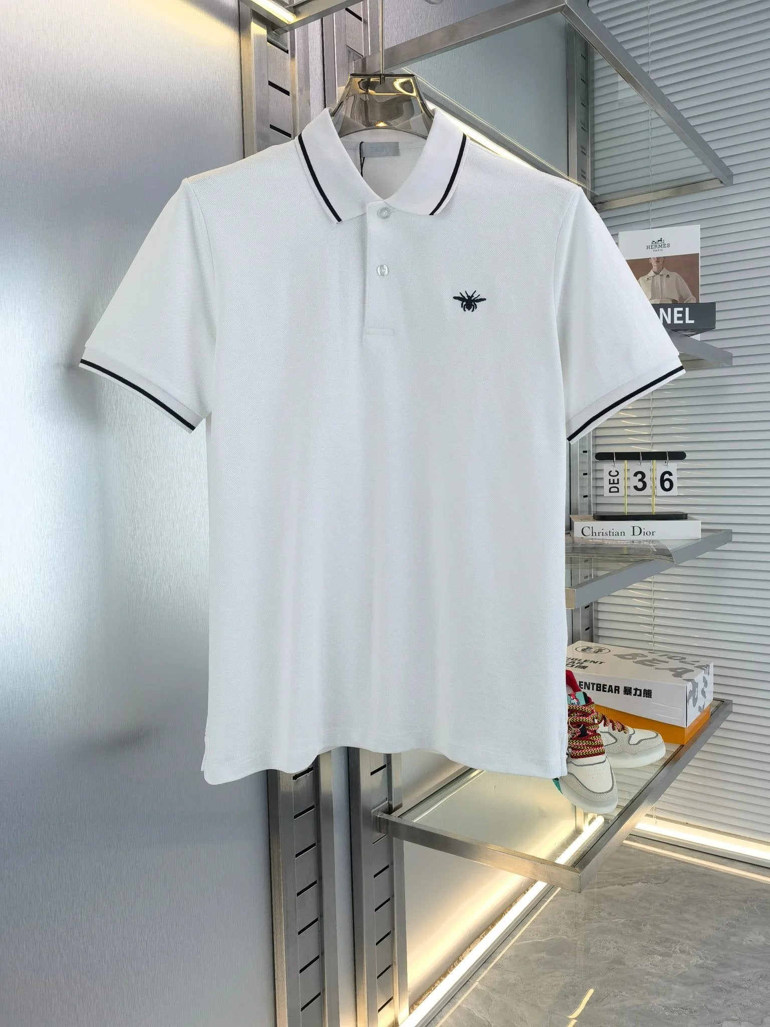 Dior T-shirt Small Insect on Chest logo Embroidery POLO Shirt Lapel Short Sleeve25ss New Unisex Summer Short Sleeve OS Loose T Business Half Sleeve Shirt Plus Size T-Shirt