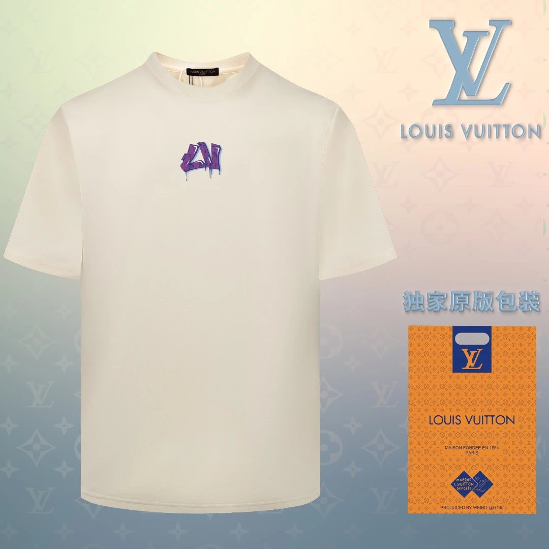 Louis Vuitton LV T-shirt Melt Your Heart Personality LOGO Printed round Neck Short Sleeve25ss New Pure Cotton Unisex Style T T-shirt OS Loose Fit Base Shirt Short Sleeve Top T-Shirt
