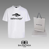 Balenciaga T-shirt Unique Letter Print on Chest logo round Neck Short Sleeve25ss New pure cotton T Unisex T-Shirt OS Drop Shoulder Loose Fit Base Shirt Top T-Shirt Short Sleeve