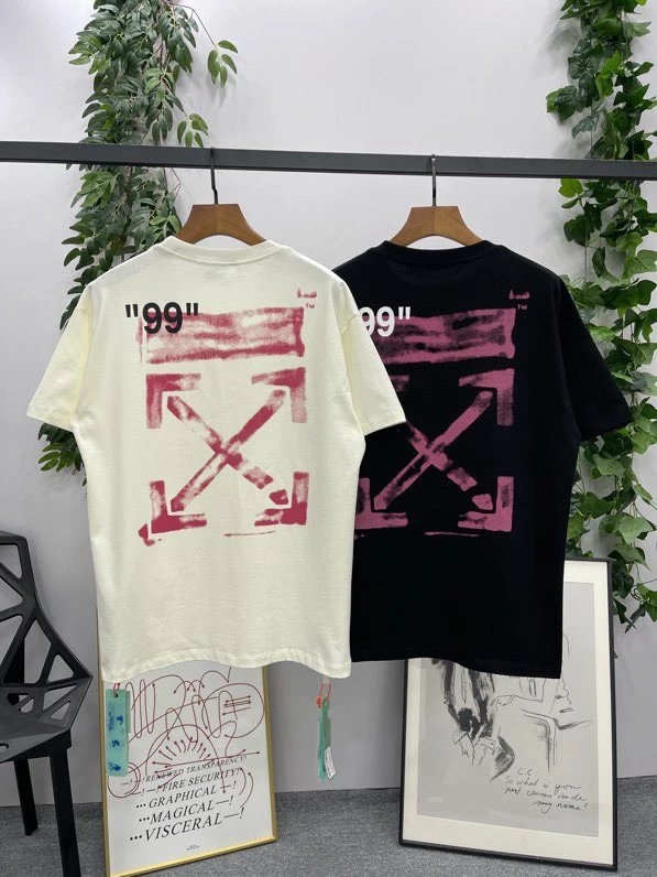 OFF-White T-shirt Top Version Counter Same Style Cotton Short Sleeve T T-shirt Men's and Women's Loose Summer Base Casual Half Sleeve