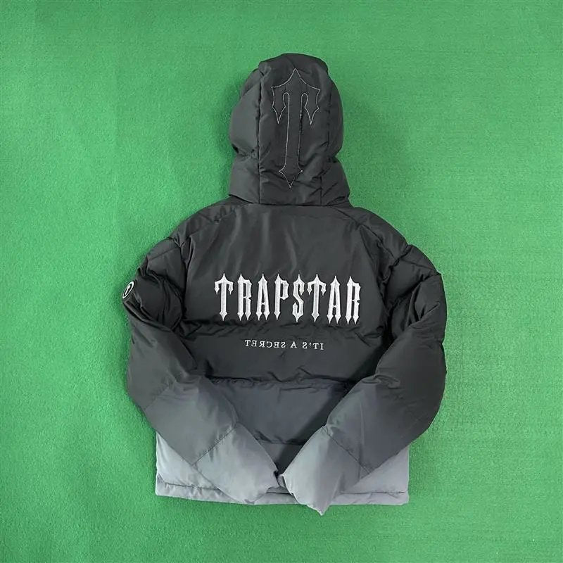 Trapstar Down Jackets Vests New European and American Gradient Black Gray Hooded Jacket High Street Fashion Brand Coat Couple's Cotton-Padded Jacket