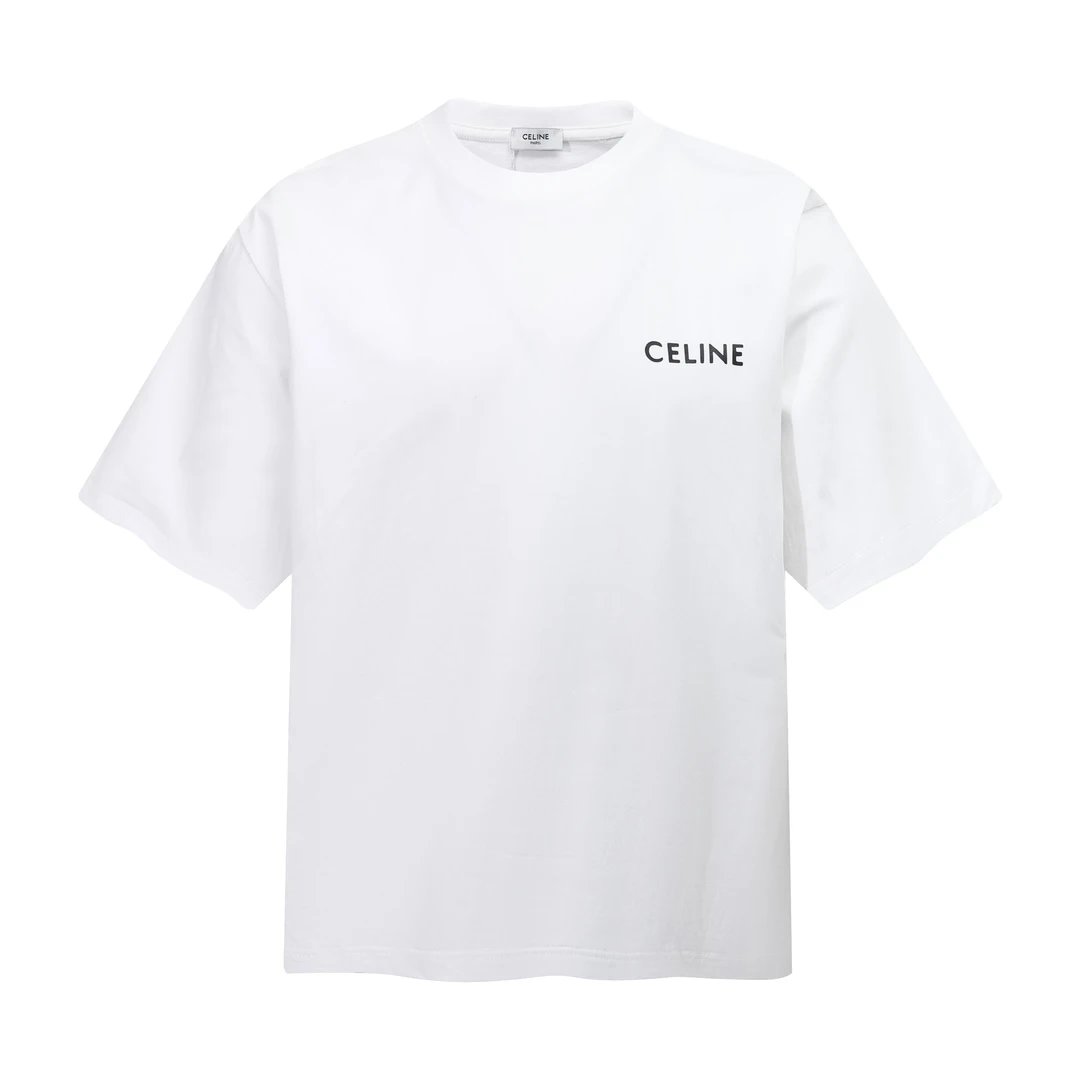 Celine T-shirt Small chest logo Printed round Neck Short Sleeve25ss New Pure Cotton Unisex Style T T-shirt OS Loose Fit Base Shirt Short Sleeve Top T-Shirt
