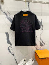 Louis Vuitton LV T-shirt Back Cutout Burnt Flower Round Color-Block Letter Print logo round Neck Short Sleeve25ss New Pure Cotton Unisex Style T T-shirt OS Loose Fit Base Shirt Half Sleeve T-Shirt Top Half Sleeve