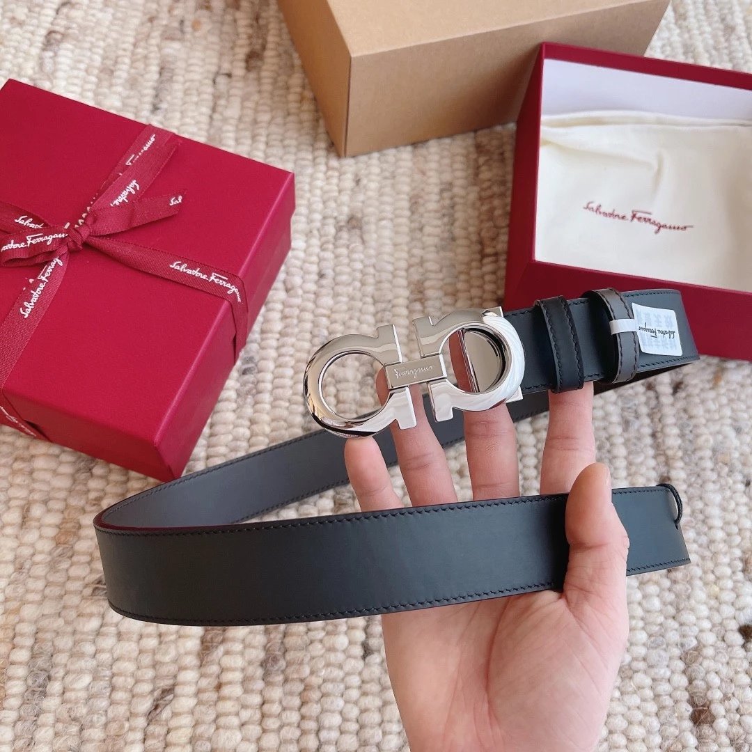 Ferragamo Belt Top version 【Full Package】Belt Width for Men and Women3.5cm with Chip nfc Anti-Counterfeiting Quality Counter Full Set Packaging Italian Double-Sided Cowhide Matching Boutique Brass Buckle Length Can Be Cut by Yourself Counter Belt Fashion