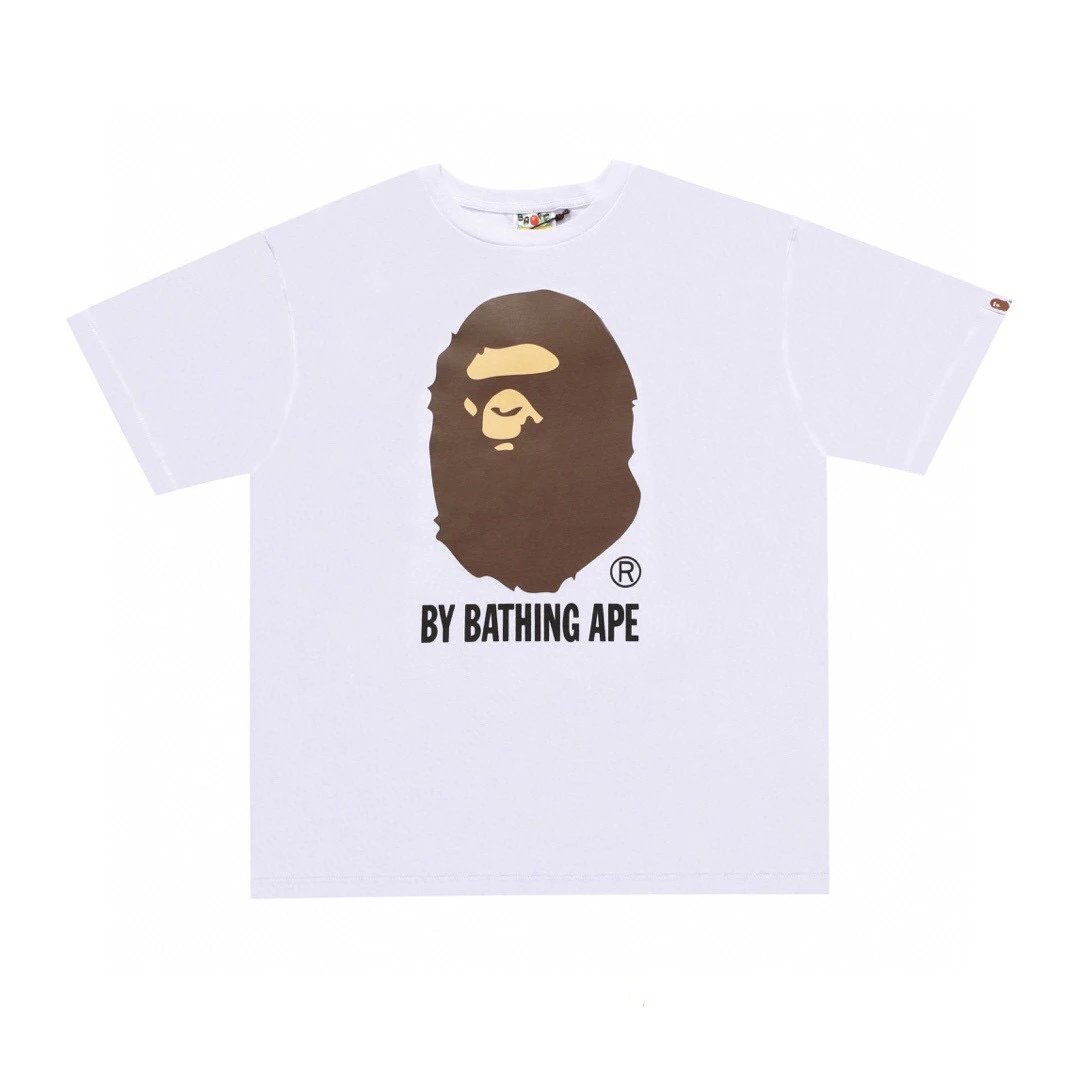 Bape T-shirt Top Version Fashion Brand Small Icon Embroidered Men's and Women's Short Sleeve T T-shirt Couple Cotton Printed round Neck Half Sleeve