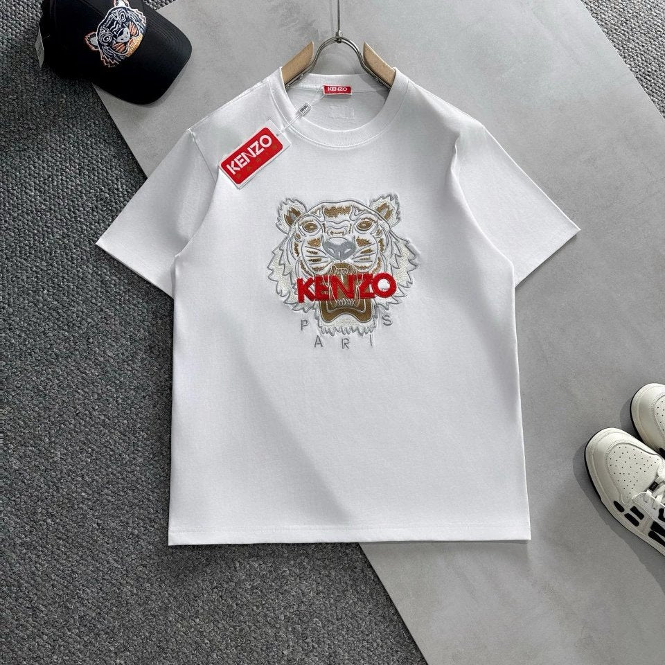 Kenzo T-shirt Top Version Tiger Head Embroidery Counter Same Style Pure Cotton Summer Men and Women Same Style Fashion Loose All-Matching2024New Short Sleeve T T-shirt