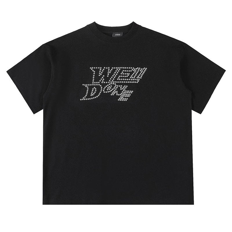 We11done T-shirt Top Version20New Rivet Letter Men's and Women's Same Style Short Sleeve T T-shirt