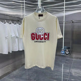 Gucci T-shirt Double-breasted G Large Printing logo round Neck Short Sleeve25ss New Pure Cotton Unisex Style T Casual T-Shirt Base Layer Shirt OS Loose Fit Half Sleeve Top Plus Size