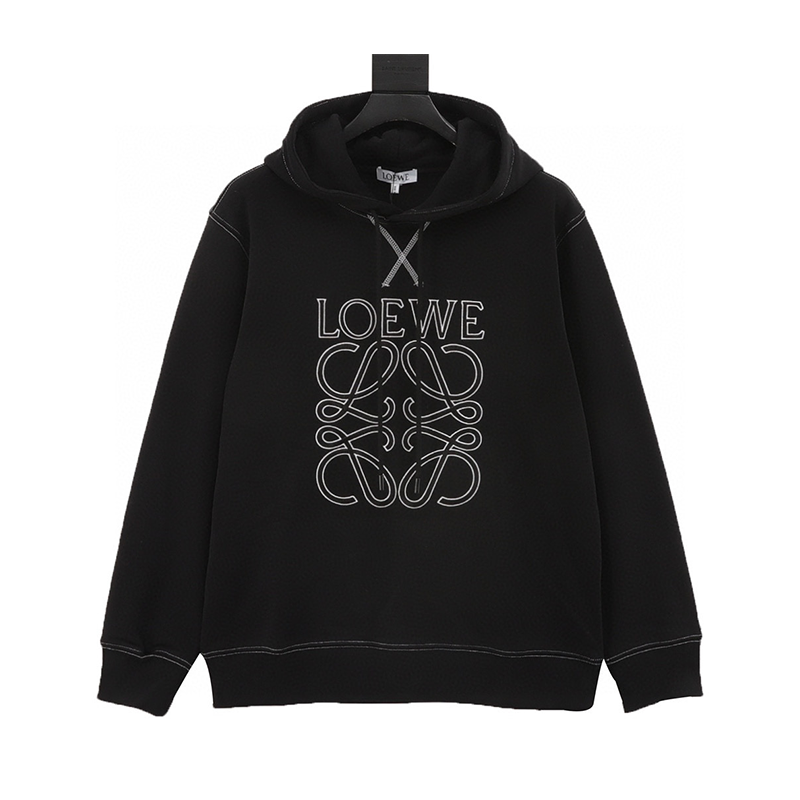 LOEWE Hoodie Classic Three-Dimensional Embroidery Bright Line Sewing Hooded Sweater for Men and Women